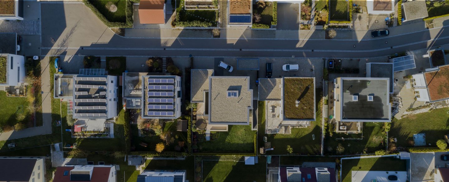 top down view of California neighborhood